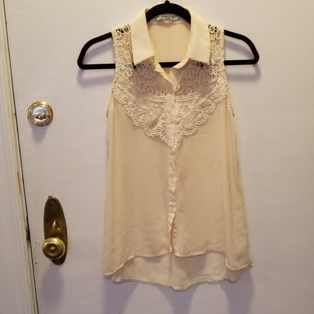 Chloe K Lace Tank with Collar